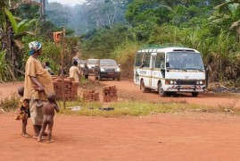 Stray bus at the finish of his first journey